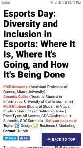 GDC Esports Day Diversity and Inclusion Panel Program